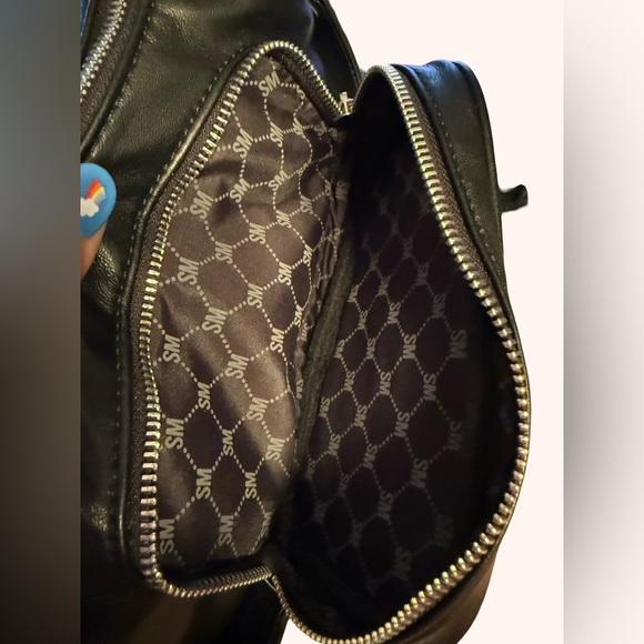 Steve Madden NWT Black Brhodes Shoulder Bag Bold Brand Silver Bling Logo (P141) - Picture 9 of 12